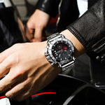 Relogio masculino crrju esporte cronógrafo relógios masculinos marca superior de luxo aço completo relógio quartzo à prova dwaterproof água grande dial relógio masculino