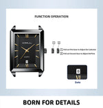 Crrju luxo relógio de ouro masculino quadrado japão quartzo fino malha aço à prova dwaterproof água esportes data automática relógios pulso relogio masculino