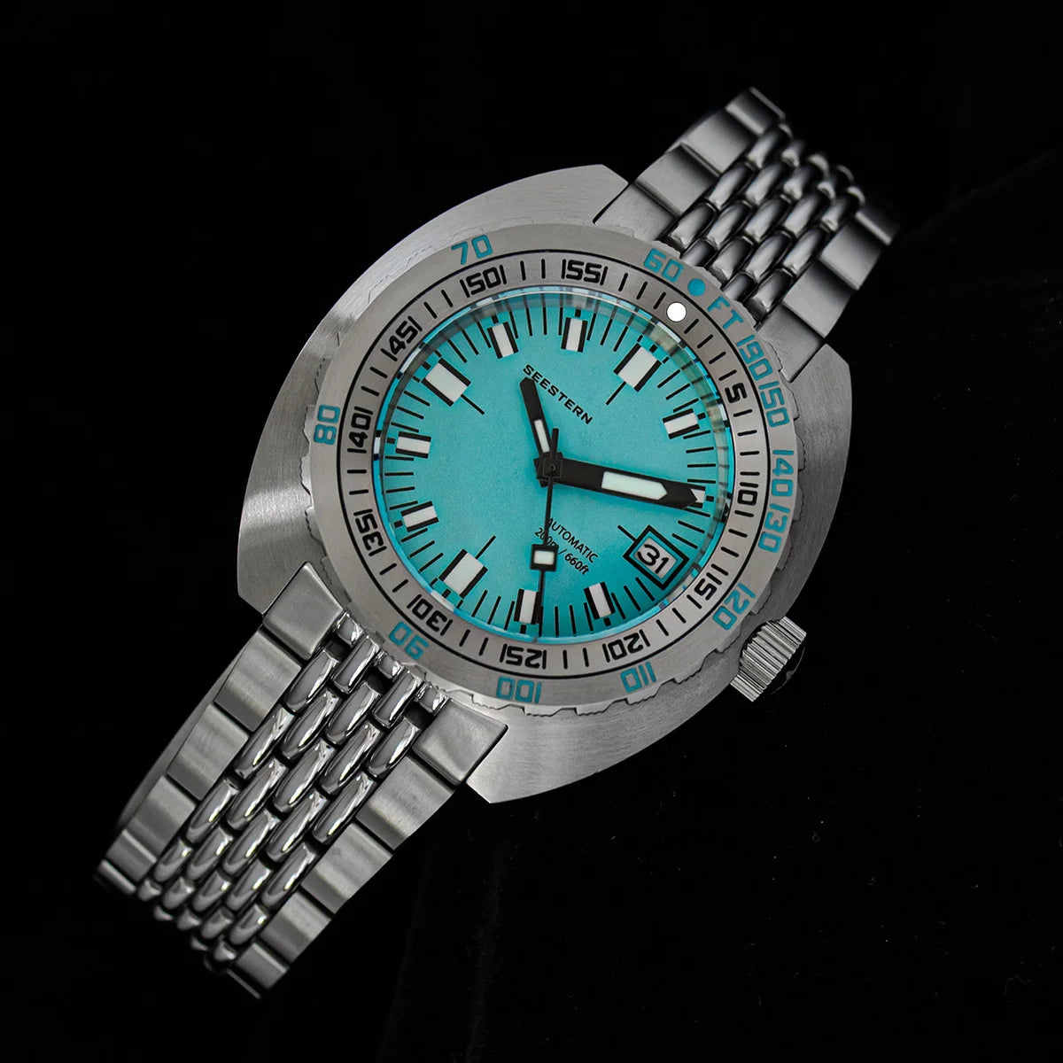Marca superior mergulhador relógio masculino sub300t automático mecânico vidro de safira luminosa data 200m volta pulseira seestern relógio de pulso retro