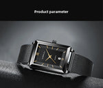 Crrju luxo relógio de ouro masculino quadrado japão quartzo fino malha aço à prova dwaterproof água esportes data automática relógios pulso relogio masculino