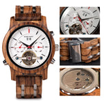 Bobo pássaro relógios mecânicos masculino feminino automático duplo tourbillon relógio de pulso roda balanço metal de madeira relógio relogio