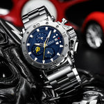 Relogio masculino crrju esporte cronógrafo relógios masculinos marca superior de luxo aço completo relógio quartzo à prova dwaterproof água grande dial relógio masculino