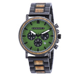 Bobobird relógio masculino de luxo, cronógrafo de quartzo, relógio de pulso personalizado, pulseira de metal e madeira, caixa de presente