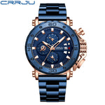 Relogio masculino crrju esporte cronógrafo relógios masculinos marca superior de luxo aço completo relógio quartzo à prova dwaterproof água grande dial relógio masculino