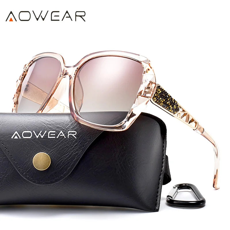 AOWEAR-Luxury Square Oversized Sunglasses for Women, Polarized Brand Design, óculos de sol vintage, tons ao ar livre, óculos para senhoras