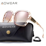 AOWEAR-Luxury Square Oversized Sunglasses for Women, Polarized Brand Design, óculos de sol vintage, tons ao ar livre, óculos para senhoras