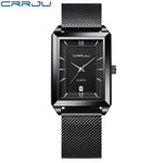 Crrju luxo relógio de ouro masculino quadrado japão quartzo fino malha aço à prova dwaterproof água esportes data automática relógios pulso relogio masculino