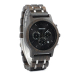 Bobobird relógio masculino de luxo, cronógrafo de quartzo, relógio de pulso personalizado, pulseira de metal e madeira, caixa de presente