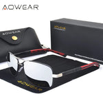 AOWEAR-Óculos de sol quadrados luxuosos para homens e mulheres, óculos de sol retrô polarizados, tons vintage, óculos com estojo