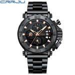 Relogio masculino crrju esporte cronógrafo relógios masculinos marca superior de luxo aço completo relógio quartzo à prova dwaterproof água grande dial relógio masculino