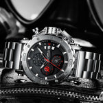 Relogio masculino crrju esporte cronógrafo relógios masculinos marca superior de luxo aço completo relógio quartzo à prova dwaterproof água grande dial relógio masculino