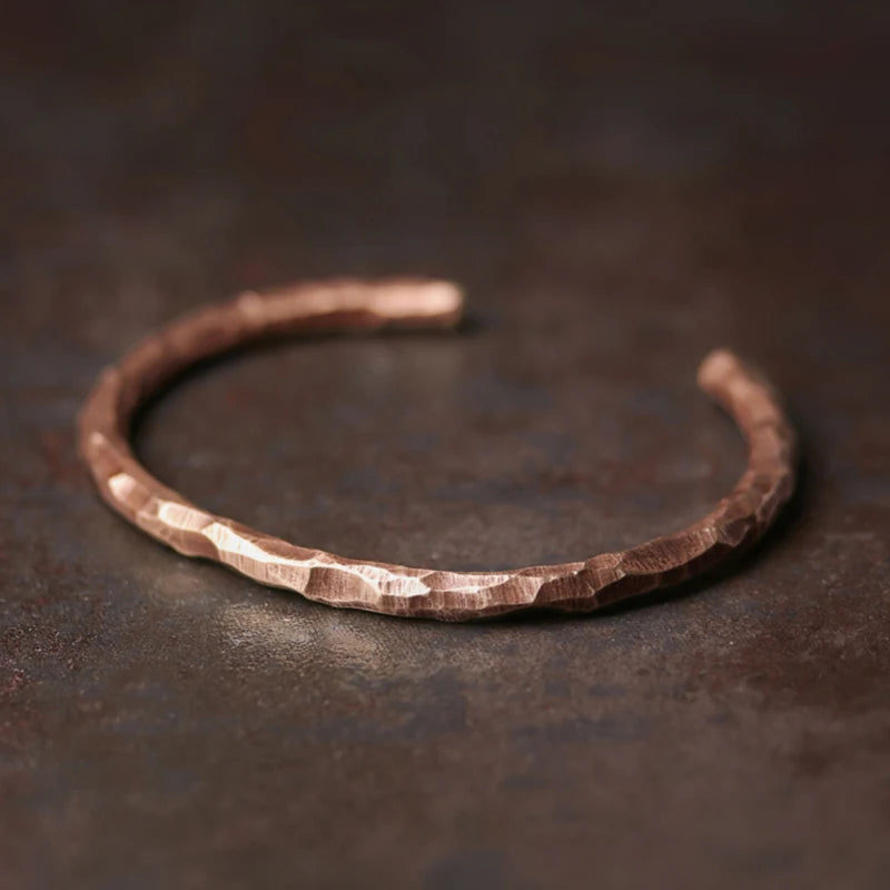 Pulseira de cobre martelado, pulseira rústica Steampunk retrô Punk algema, pulseira artesanal viking, jóias para homens, 2022