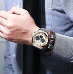 CURREN relógio de pulso masculino, relógio azul de aço inoxidável com pulseira data relógios luxuosos à prova d'água para homens de negócios