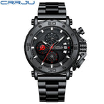 Relogio masculino crrju esporte cronógrafo relógios masculinos marca superior de luxo aço completo relógio quartzo à prova dwaterproof água grande dial relógio masculino