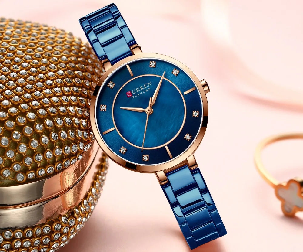 Curren mulher relógios rosa ouro marca superior relógio de luxo feminino quartzo à prova dwaterproof água relógio de pulso senhoras meninas relógios
