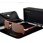 Aowear aviação polarizada óculos de sol dos homens de alumínio espelho de condução óculos de sol masculino marca designer retro acessórios gafas
