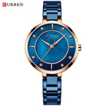 Curren mulher relógios rosa ouro marca superior relógio de luxo feminino quartzo à prova dwaterproof água relógio de pulso senhoras meninas relógios