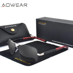 AOWEAR-Óculos de sol quadrados luxuosos para homens e mulheres, óculos de sol retrô polarizados, tons vintage, óculos com estojo