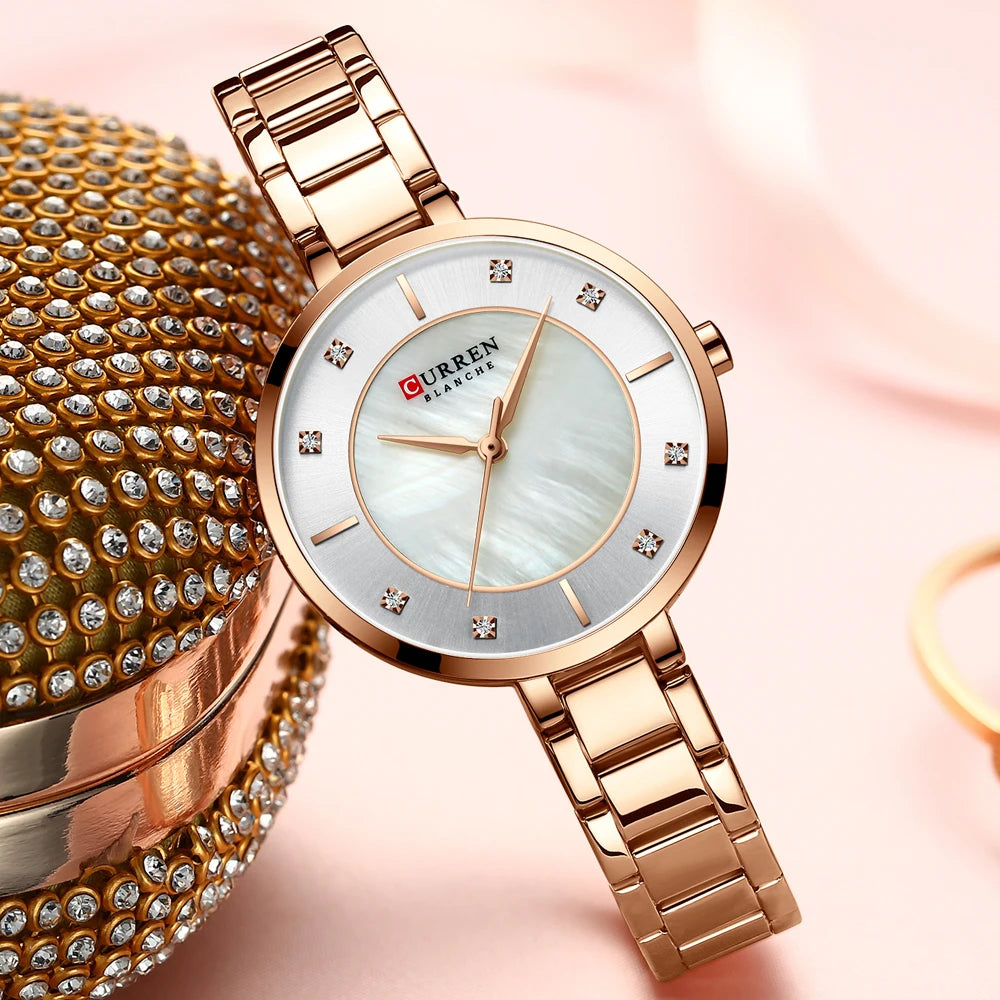 Curren mulher relógios rosa ouro marca superior relógio de luxo feminino quartzo à prova dwaterproof água relógio de pulso senhoras meninas relógios