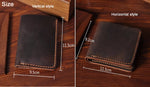 Feito à mão do vintage cavalo louco couro genuíno dos homens carteira bolsa de couro curto cartão carteira para masculino clipes de dinheiro saco de dinheiro