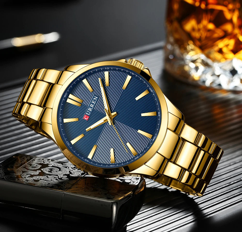 Relogio masculino curren relógios masculinos marca de luxo moda masculina relógio de negócios casual à prova dwaterproof água relógio de pulso de quartzo