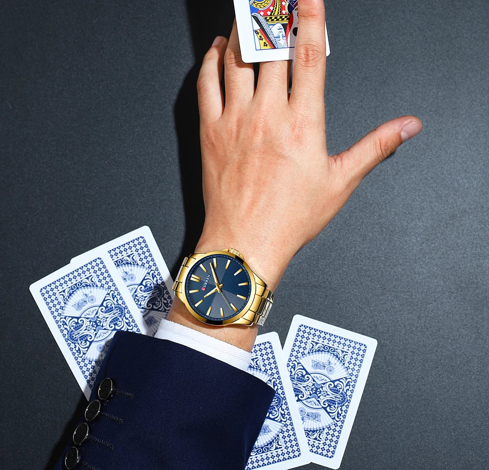 Relogio masculino curren relógios masculinos marca de luxo moda masculina relógio de negócios casual à prova dwaterproof água relógio de pulso de quartzo