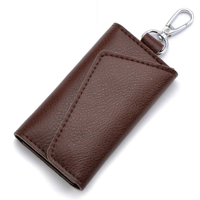 Chaveiro de couro genuíno das mulheres dos homens titular chave organizador bolsa vaca divisão chave do carro carteira governanta caso chave mini saco cartão