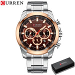 Curren relógios masculinos marca superior grande esporte relógio de luxo militar aço quartzo relógios pulso cronógrafo design ouro relógio masculino