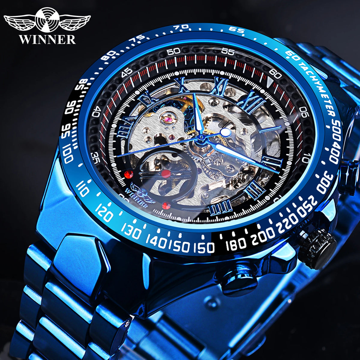 Vencedor mecânico esporte design moldura relógio de moda dos homens relógios topo marca luxo montre homme relógio masculino esqueleto automático