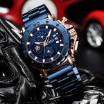 Relogio masculino crrju esporte cronógrafo relógios masculinos marca superior de luxo aço completo relógio quartzo à prova dwaterproof água grande dial relógio masculino