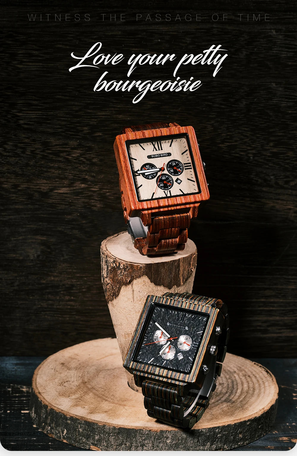 BOBOBIRD-Relógio De Quartzo Com Calendário, Relógios De Madeira Tingida, Relógio De Pulso Personalizado, Leve, Presente Para O Dia Dos Pais