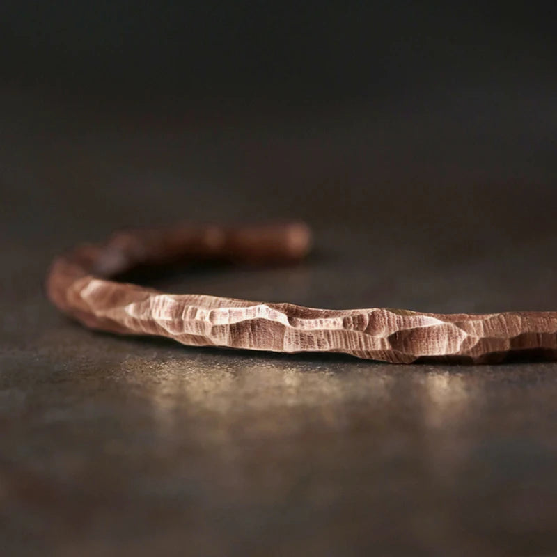 Pulseira de cobre martelado, pulseira rústica Steampunk retrô Punk algema, pulseira artesanal viking, jóias para homens, 2022
