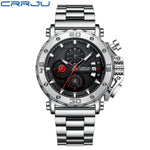Relogio masculino crrju esporte cronógrafo relógios masculinos marca superior de luxo aço completo relógio quartzo à prova dwaterproof água grande dial relógio masculino