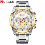 Curren relógios masculinos marca superior grande esporte relógio de luxo militar aço quartzo relógios pulso cronógrafo design ouro relógio masculino