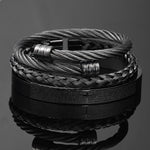 Conjunto de braceletes cruzados em aço inoxidável para homens, escultura em escrituras espanholas, jóias de luxo, Hip Hop, aberto, marca