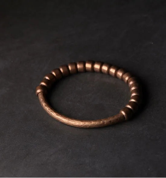 Pulseira de cobre puro martelado artesanal, vintage, artificial, oxidado, estilo rock, metal, unissex, joias para homens e mulheres