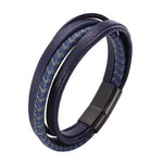 Moda pulseiras de couro vermelho masculino aço inoxidável multicamadas trançado corda pulseiras para mulheres pulseira jóias presentes sp1076