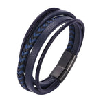 Moda pulseiras de couro vermelho masculino aço inoxidável multicamadas trançado corda pulseiras para mulheres pulseira jóias presentes sp1076