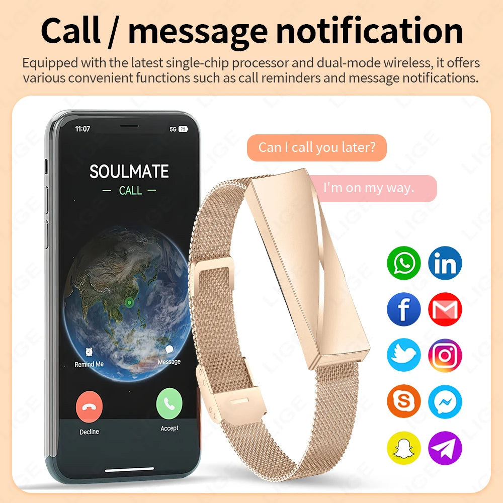 Lige nova senhora pulseira inteligente para presentes em tempo real monitoramento de freqüência cardíaca sono à prova dwaterproof água multi-esporte modo casal pulseira saúde
