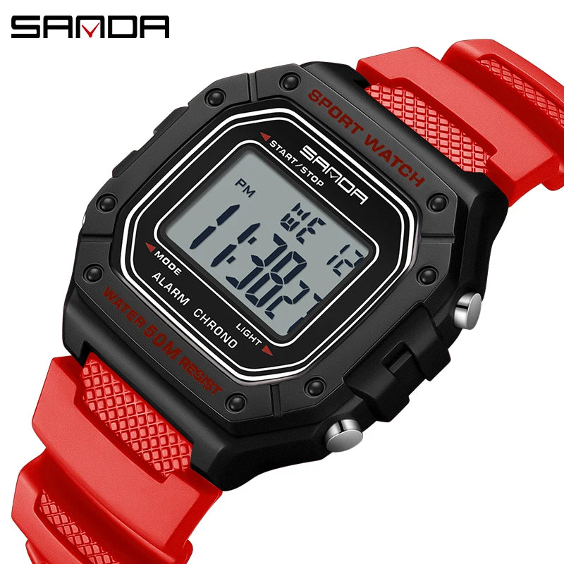 Sanda 2156 moda masculina relógio militar resistente à água esporte relógios exército grande dial led digital relógios de pulso cronômetros para o sexo masculino