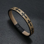 Novela pulseira de couro masculina destacável ímã fivela punk cruz braclet acessórios para ele pulseras para hombre erkek bileklik
