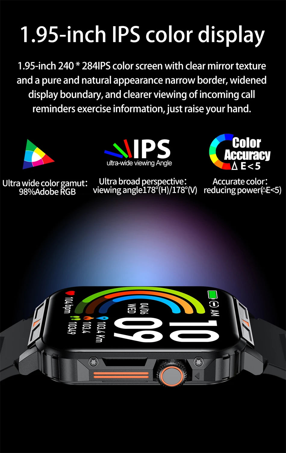 Novo esportes ao ar livre relógio inteligente masculino 1.95 polegada freqüência cardíaca oxigênio no sangue à prova dwaterproof água bt chamada smartwatch presente masculino para android ios