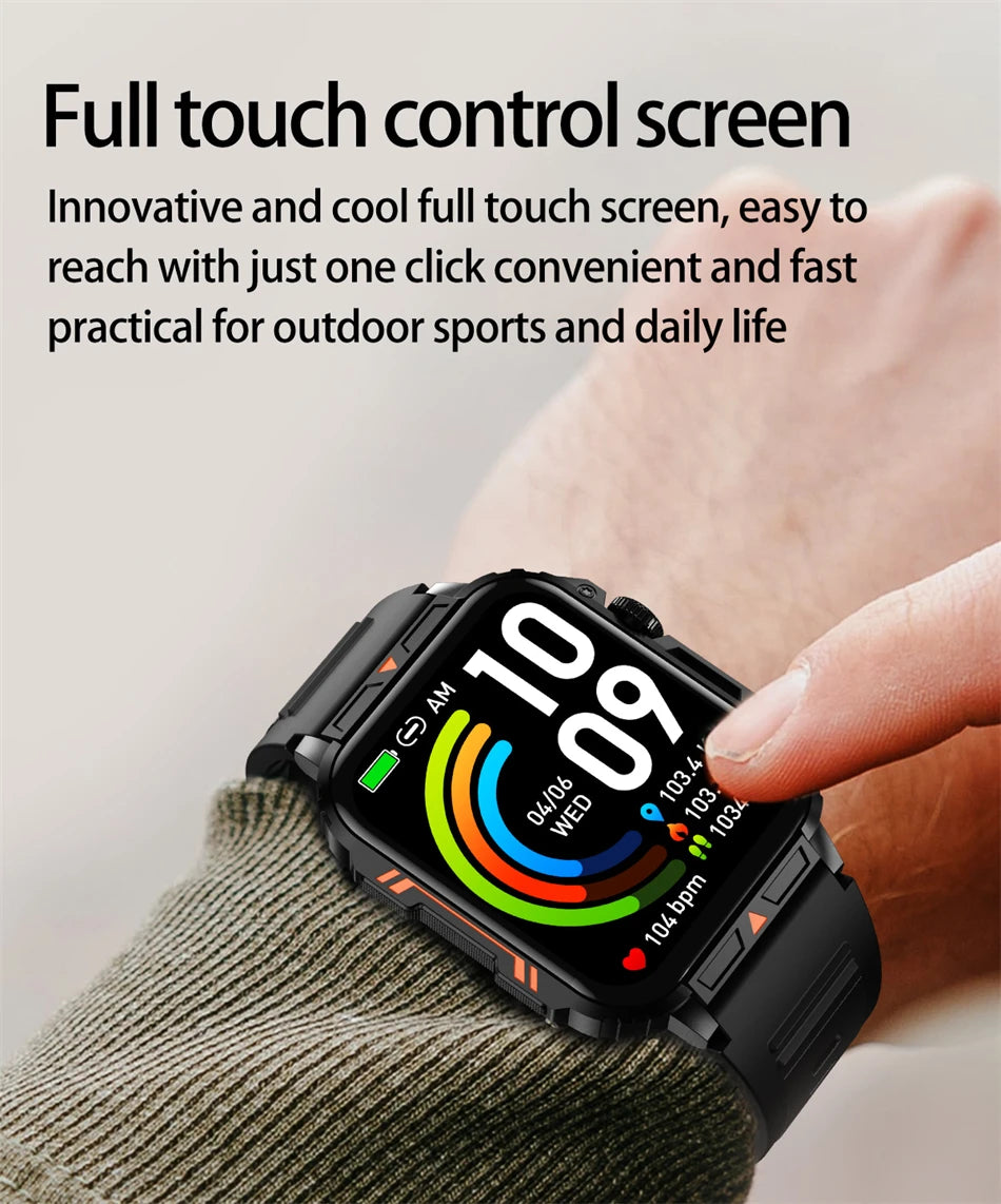 Novo esportes ao ar livre relógio inteligente masculino 1.95 polegada freqüência cardíaca oxigênio no sangue à prova dwaterproof água bt chamada smartwatch presente masculino para android ios