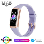 LIGE-Relógio Inteligente Amoled para Homens e Mulheres, Banda Inteligente, Frequência Cardíaca, Sangue, Pulseira Inteligente Impermeável, Rastreador de Fitness Esportivo, 2023