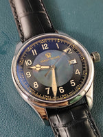 Relógio de pulso mecânico automático masculino, impermeável, calendário luminoso, ponteiro de gás, piloto alemão, movimento Nh35, C1