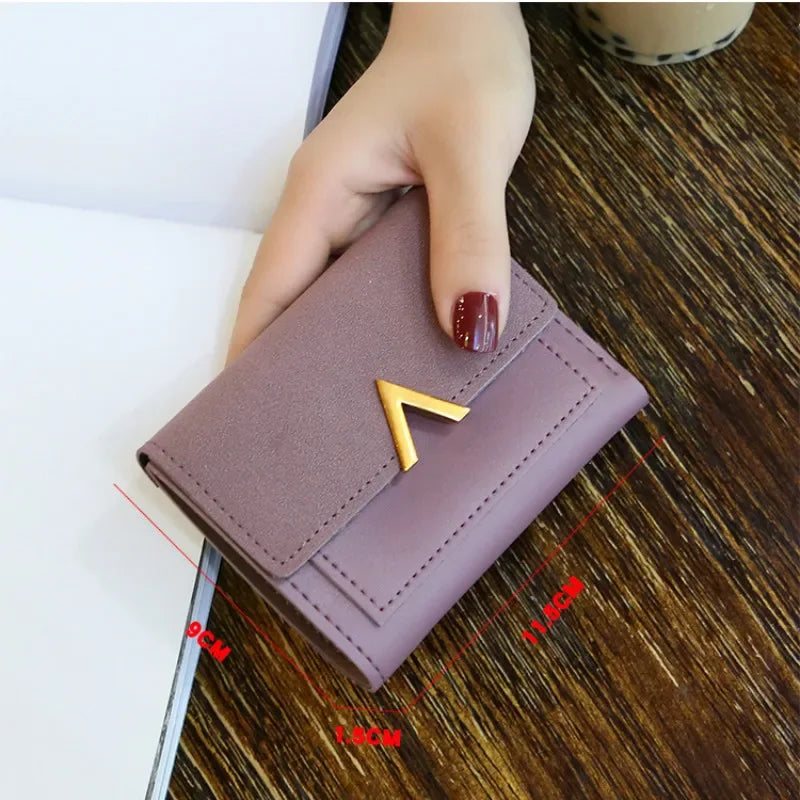 Couro nova bolsa feminina pequena carteira de couro curto marca luxo mini moda feminina carteiras e bolsa titular do cartão de crédito