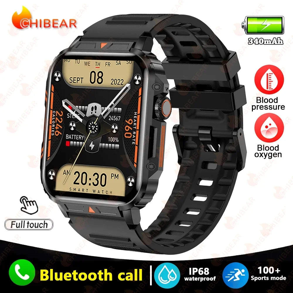 Novo esportes ao ar livre relógio inteligente masculino 1.95 polegada freqüência cardíaca oxigênio no sangue à prova dwaterproof água bt chamada smartwatch presente masculino para android ios