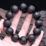 Contas de madeira preta natural genuína ébano tibetano 20mm mm pulseira de roda de oração clássica masculina