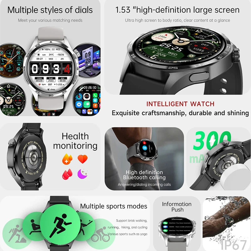 Gt5 pro relógio inteligente masculino 5 pro amoled tela hd bluetooth chamada trajetória gps nfc freqüência cardíaca bússola smartwatches 2024 novo