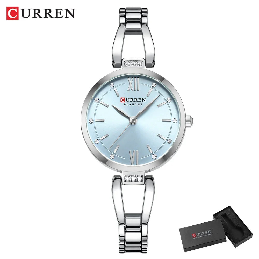 Curren relógios femininos elegante moda original relógio de quartzo para Laides à prova dwaterproof água aço inoxidável simples luxo uso diário